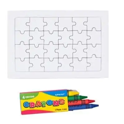 Colouring jigsaw with crayons