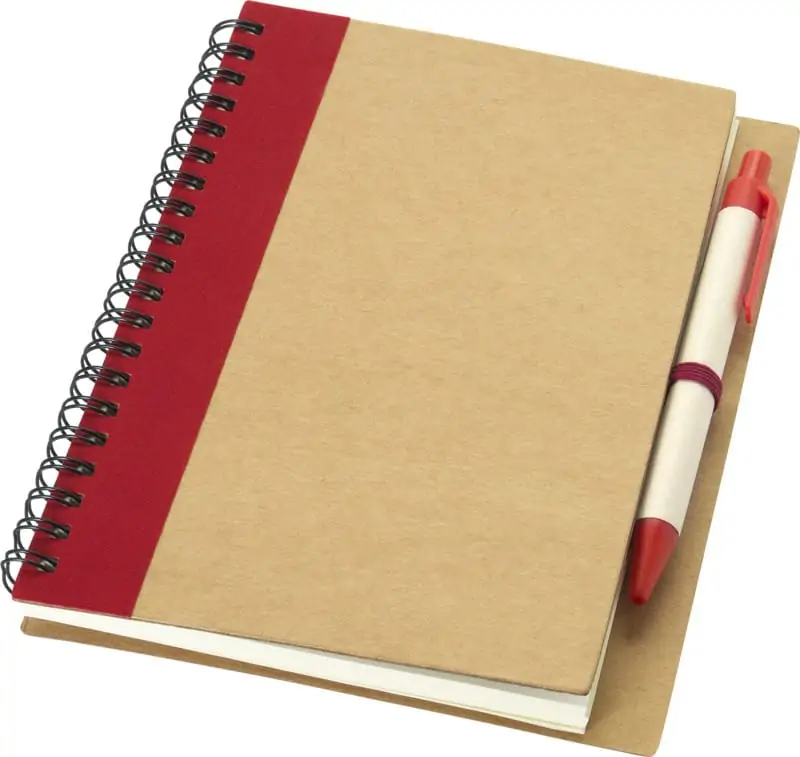 Recycled notebook with pen