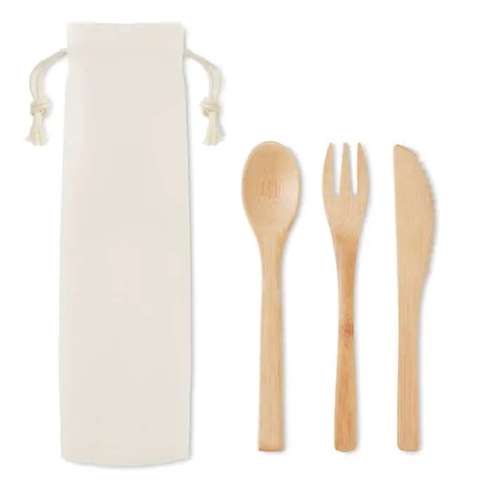 Reusable bamboo cutlery set