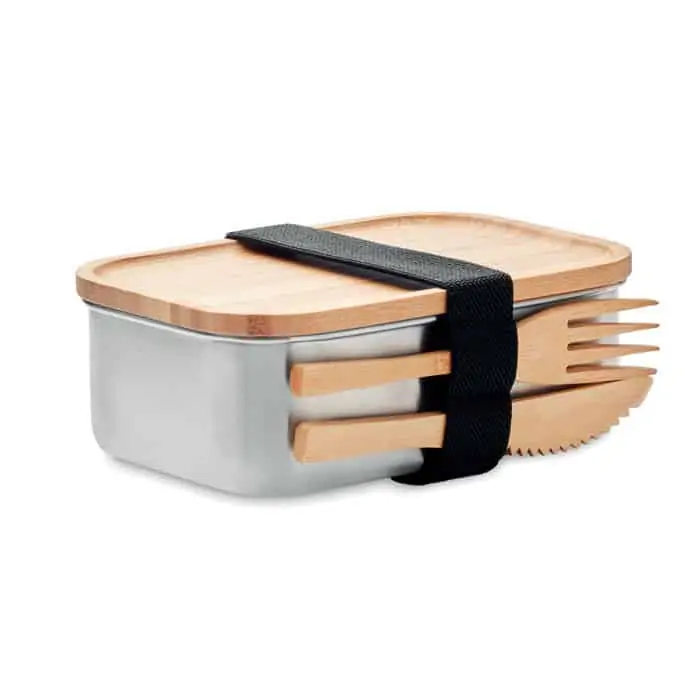 Stainless steel lunchbox with bamboo lid