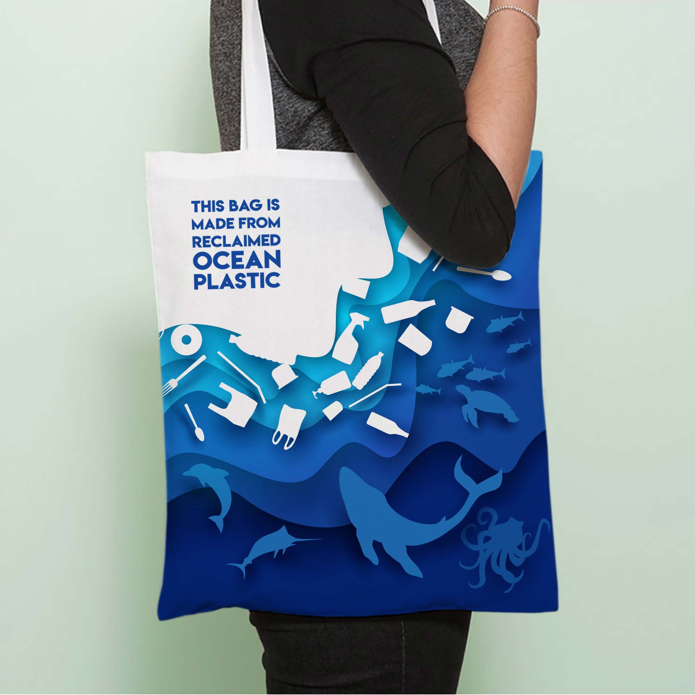 Reclaimed ocean plastic bag for life