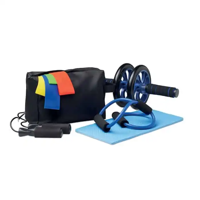 Home Gym Equipment. Includes an ab wheel, jumping open 4 resistance bands, 8-shape bands and knee pad.
