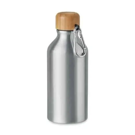 Aluminium Bottle with Bamboo Lid and Carabiner