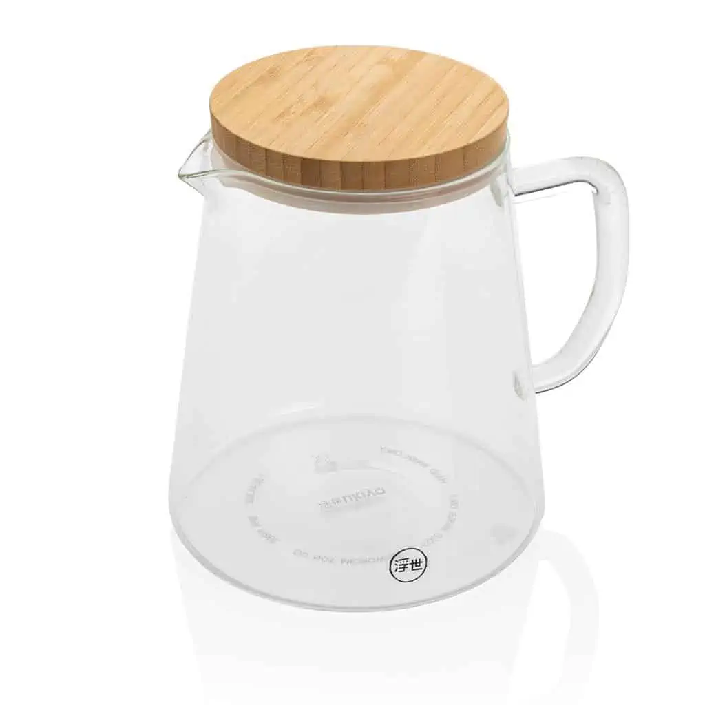 Ukiyo borosilicate glass carafe with bamboo lid 1.2L